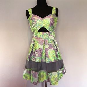 PURPLE & LIME GREEN A-LINE DRESS!